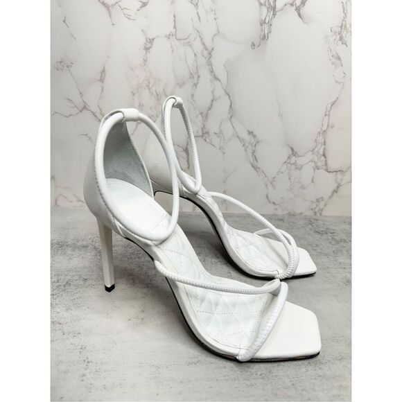 SCHUTZ Sandals Womens‎ Size 9B White Leather Open Square Open Toe High Heels - Picture 2 of 13